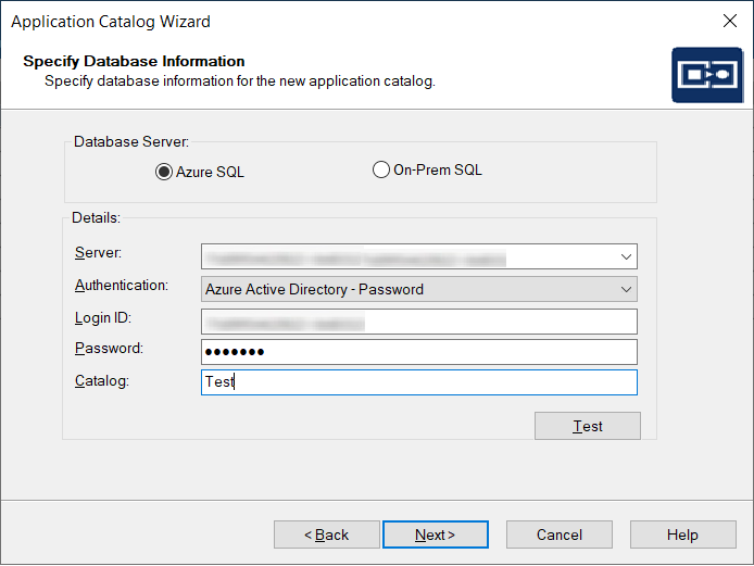 Default Shared Application Catalog Option on the Connect Application Catalog Dialog Box