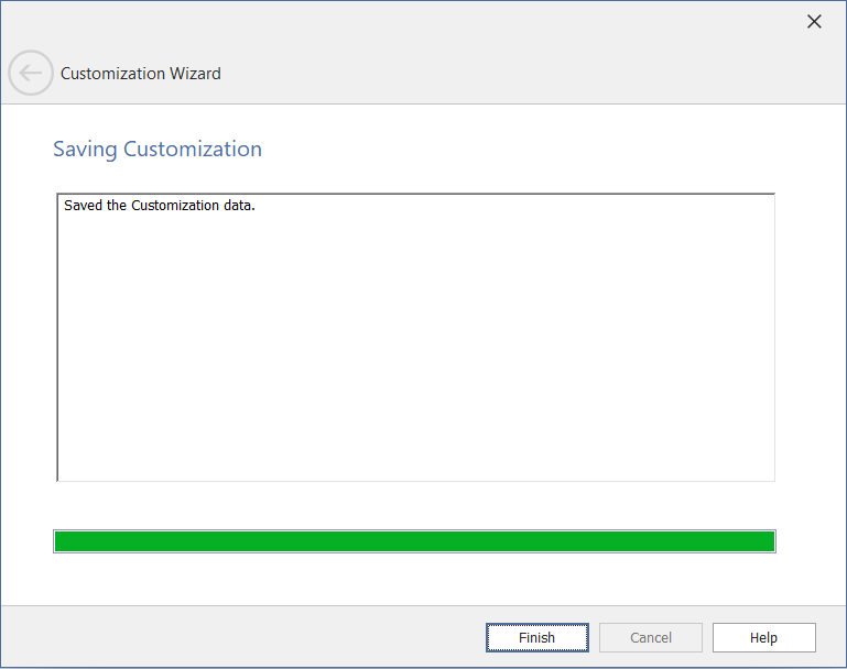 Customization Wizard / Saving Customization Panel