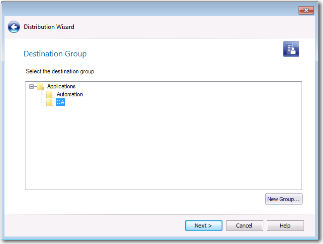 Distribution Wizard / Destination Group Panel