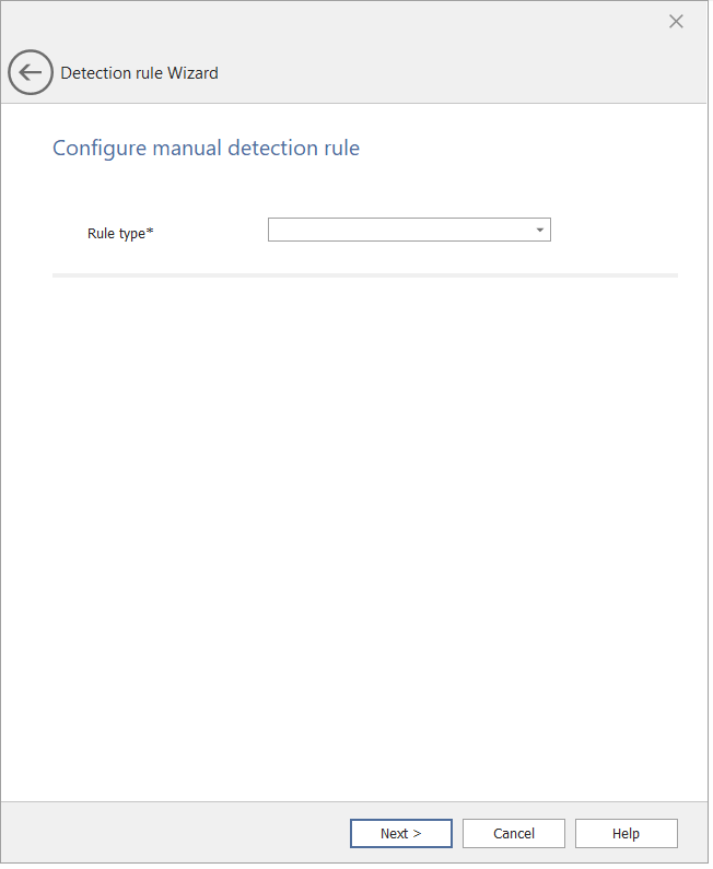 Detection Rule Wizard / Configure Manual Detection Rule Panel