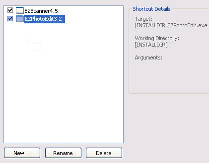 List of Shortcuts for an Application